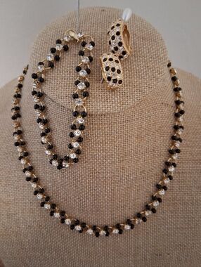 Black/White Tennis Necklace & Bracelet Set